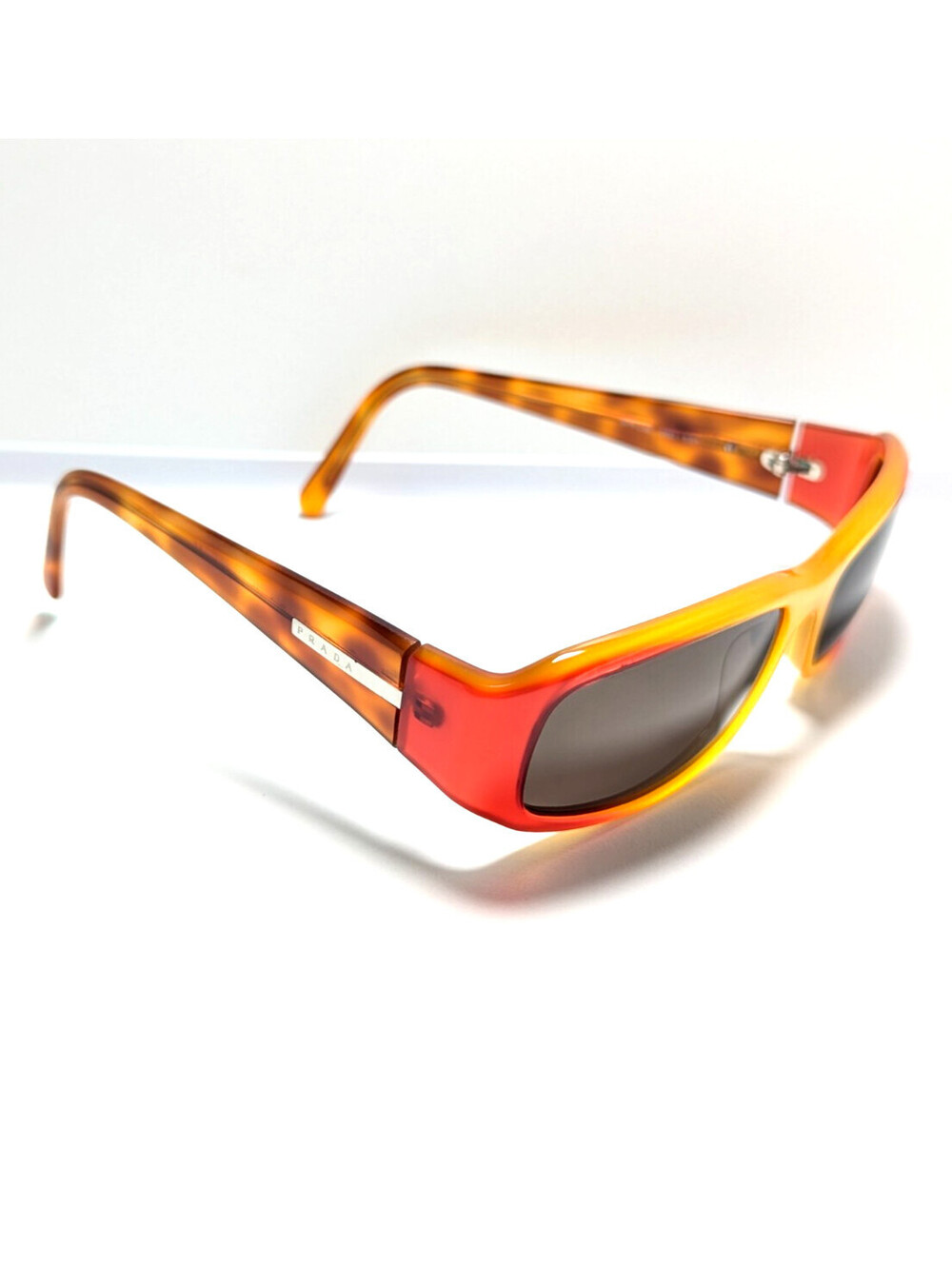 Prada SPR 03E 0BD-5G1 Unisex Orange Leopard Gray Lens Women's Small Sunglasses